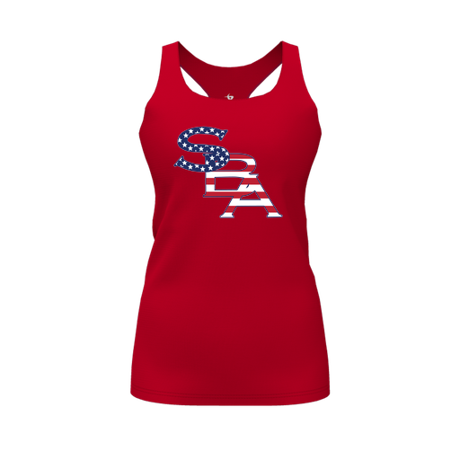 [FT0TRBRD-FYS-LOGO1] Decker Racerback Tank Top (Female Youth S, Red, Logo 1)