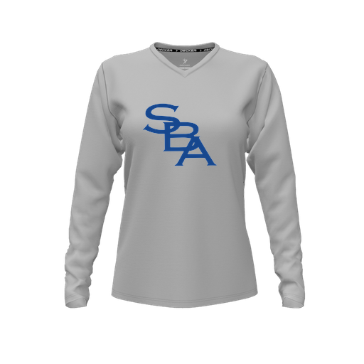 [CUS-DFW-TEES-CMF-VNK-LSL-GRY-FYXS-LOGO2] Comfort T-Shirt (Female Youth XS, Gray, V Neck, Logo 2, Long Sleeve)