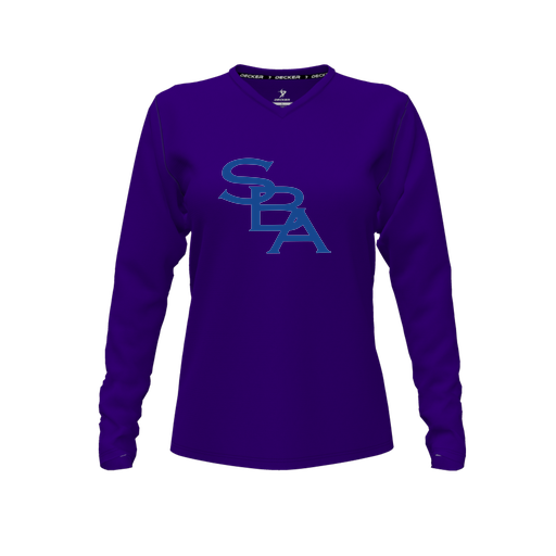 [CUS-DFW-TEES-PER-VNK-LSL-PUR-FYXS-LOGO2] Performance T-Shirt (Female Youth XS, Purple, V Neck, Logo 2, Long Sleeve)