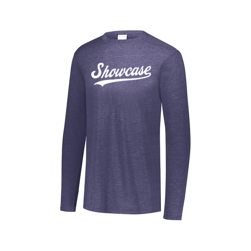 [3075.U22.XS-LOGO3] Decker Men's Tri-Blend T-Shirt - Long Sleeve (Adult XS, Navy, Logo 3)