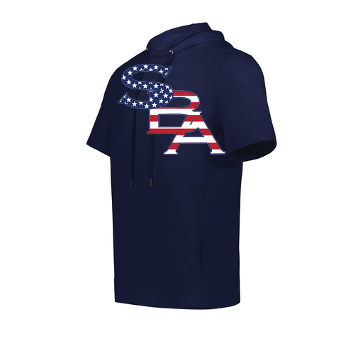 [222605.065.S-LOGO1] YOUTH VENTURA SOFT KNIT SHORT SLEEVE HOODIE (Youth S, Navy, Logo 1)